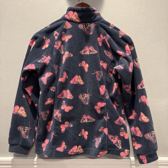 Columbia Youth Girls BUTTERFLY Fleece full Zip Jacket PINK BLUE size L 14/16 - Picture 3 of 6